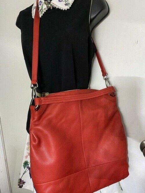 b makowsky large red leather shoulder bag