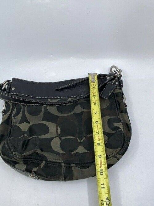 coach mini bag black beige fabric tote