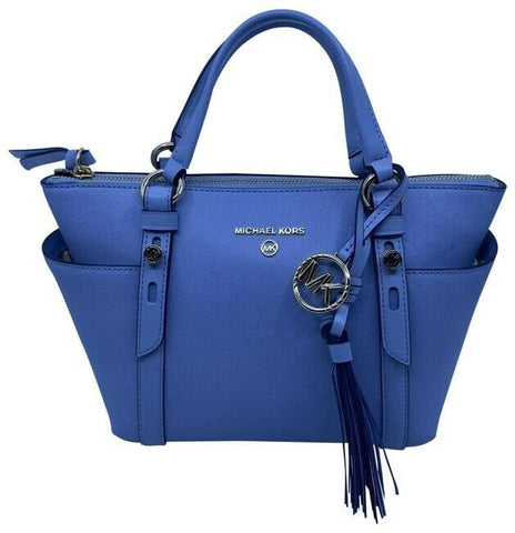 Michael Michael Kors Small Sullivan Convertible Top Zip Tote Blue Leather Cross