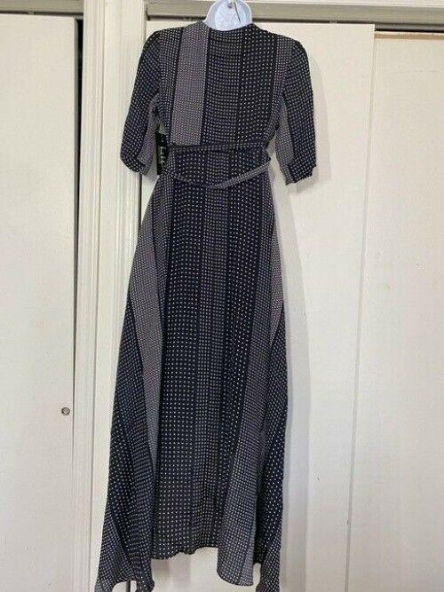nicole miller black white new foulard hi lo msrp long formal dress
