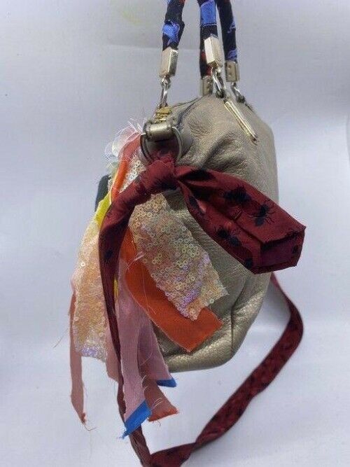 Coach shoulder bag w hand shoulder customized by me w applique purple gold tote