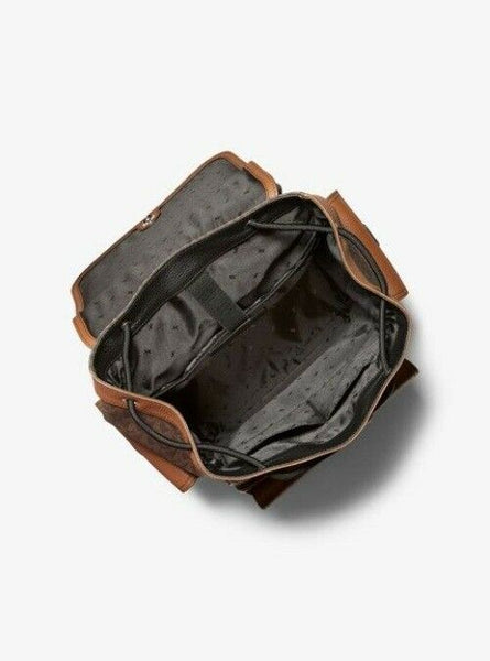 Michael Kors Hudson Logo And Utility Rucksack Crimson Leather Backpack