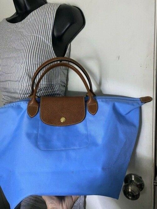 Longchamp Shopping Large Sky Blue Brown Tote