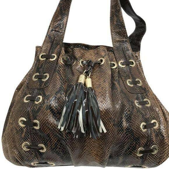 MICHAEL KORS Brown Python Leather Shoulder Bag