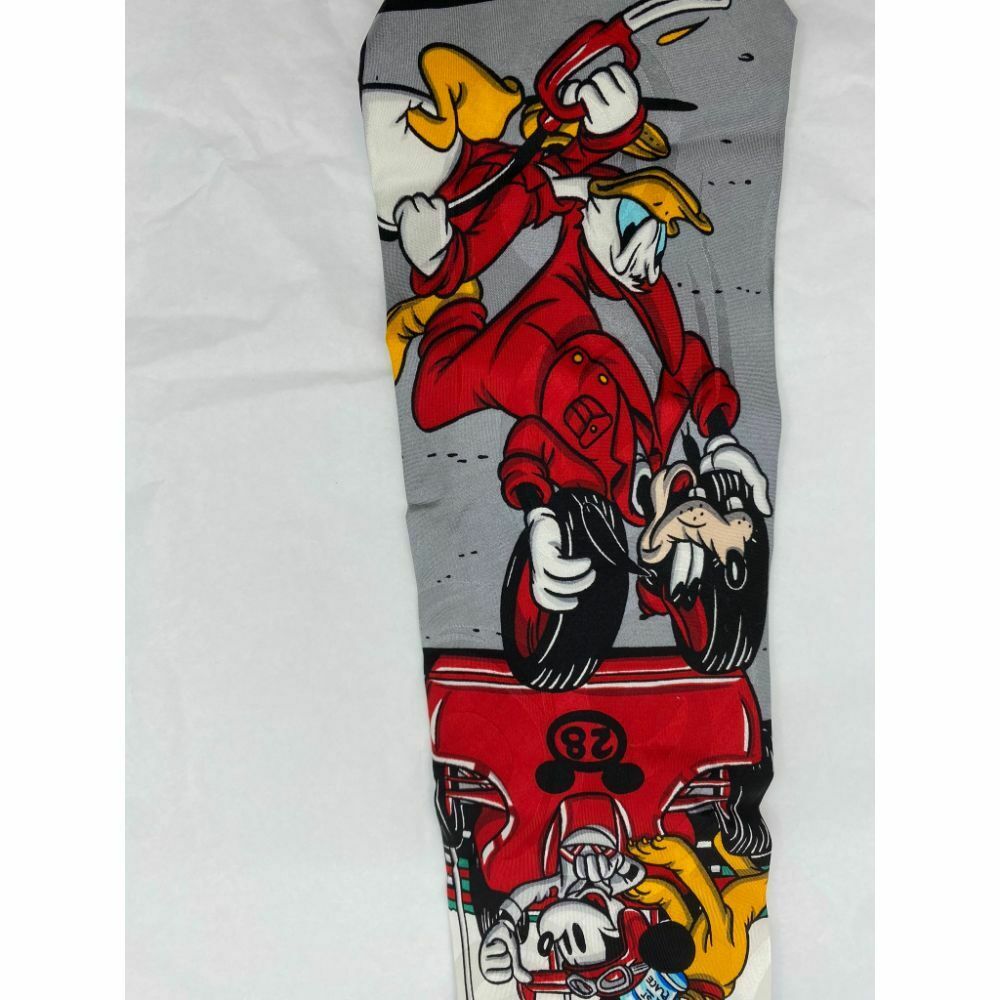 MICKEY MOUSE Disney Neck Tie Gray Red Orange Hand Made 100% Silk