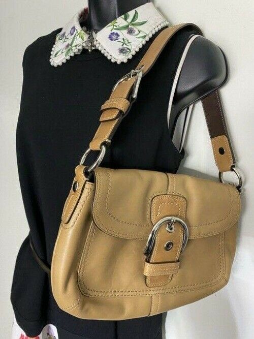 coach tan leather shoulder bag