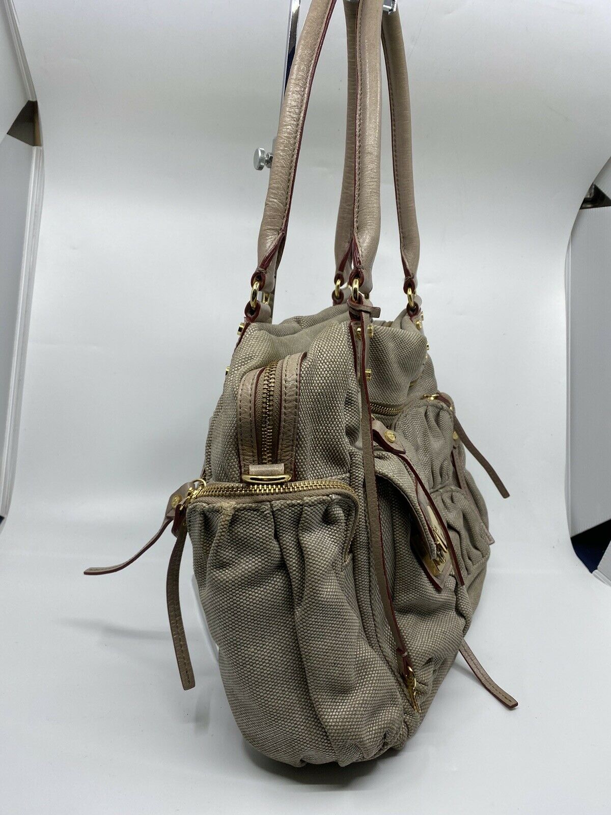 MZ Wallace Khaki Canvas/ Leather Handbag