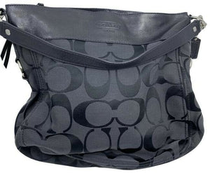 coach large black fabric shoulder bag