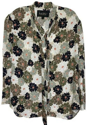 nicole miller multicolor new ls floral msrp sample small blouse