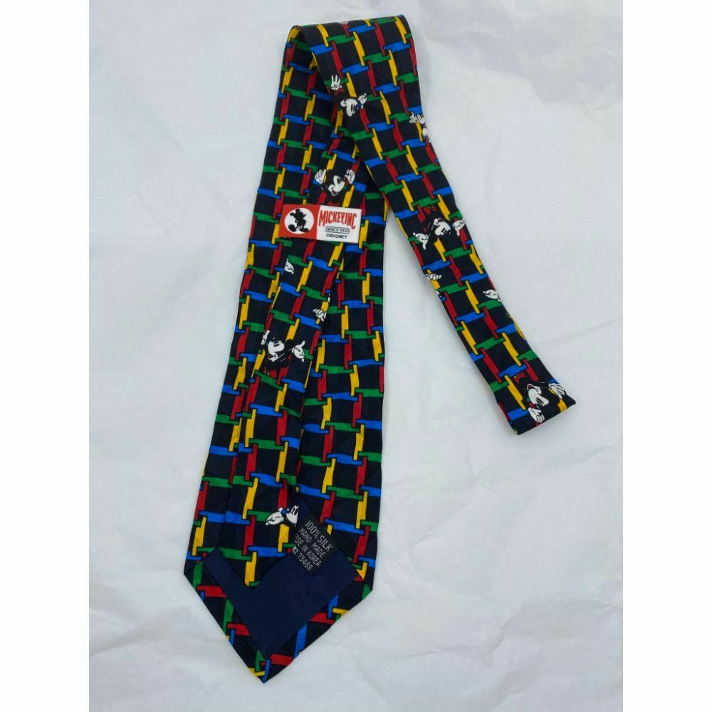 MICKEY MOUSE Disney Neck Tie Multicolor Hand Made 100% Silk