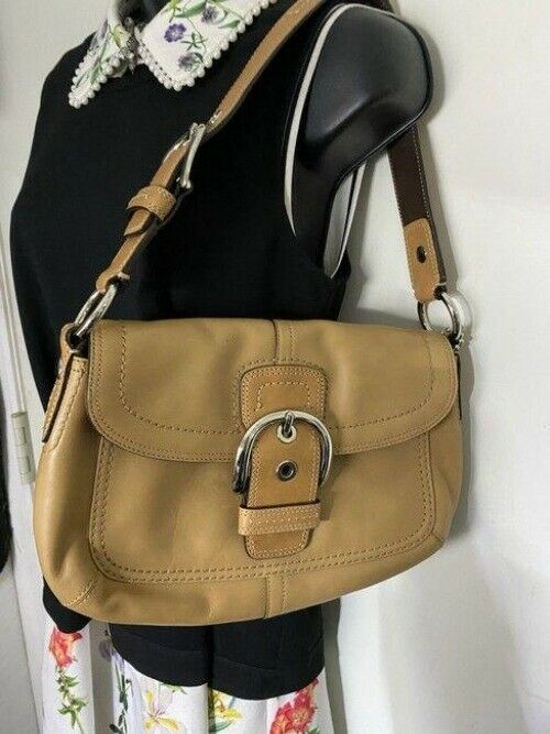 coach tan leather shoulder bag