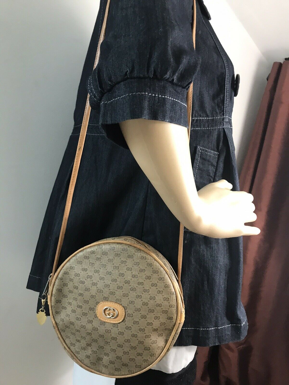 GUCCI Vintage Brown Shoulder Bag All Over Signature