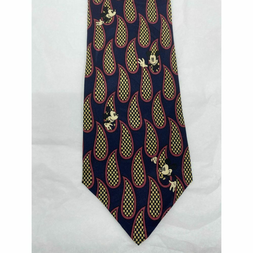 MICKEY MOUSE Disney Neck Tie Black Green Hand Made 100% Silk