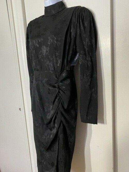 nicole miller black w new ls w slit mid length formal dress