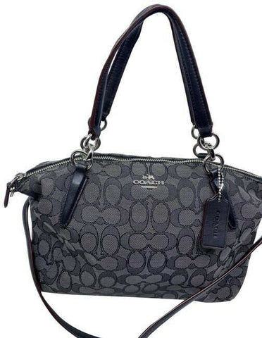 coach medium size black gray jacquard fabric cross body bag