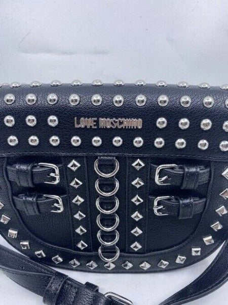 Love Moschino Studded Black Leather Cross Body Bag