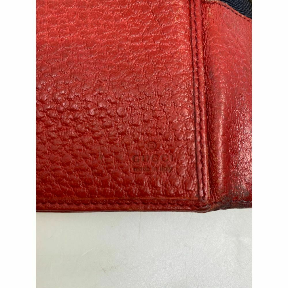 GUCCI Women Red Tri Fold Leather Wallet
