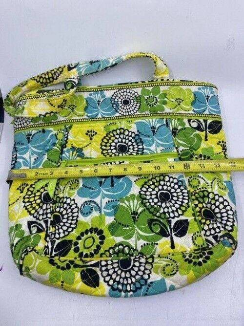 vera bradley bag quilted green blue white fabric tote