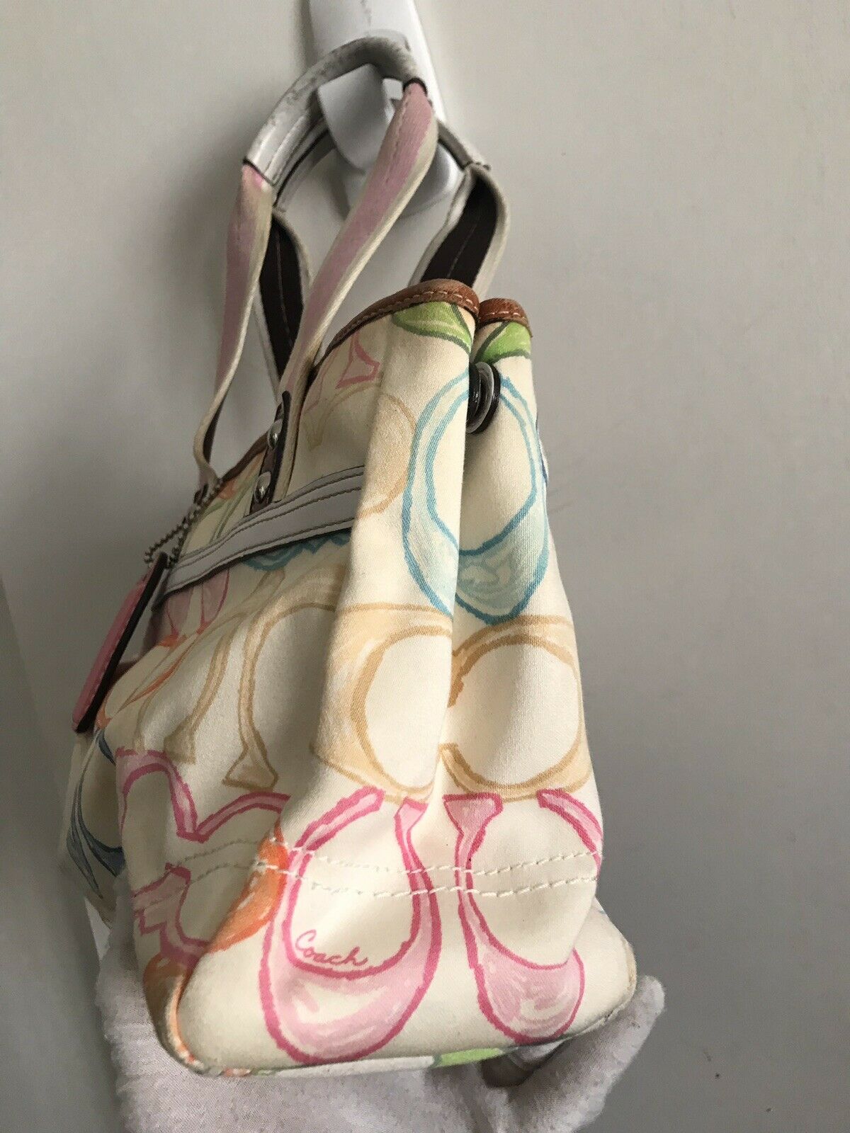COACH Beige/multi-colored Canvas All Over Logo Handbag