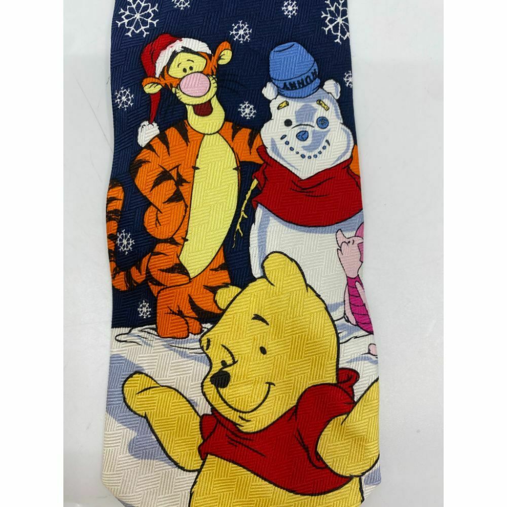 New! Winnie The Pooh Blue White Yellow Christmas Theme Neck Tie Msrp 35
