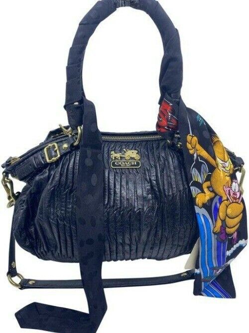 coach w w detachable specialty tie accent black shoulder bag