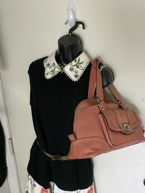 coach large coral leather shoulder bag