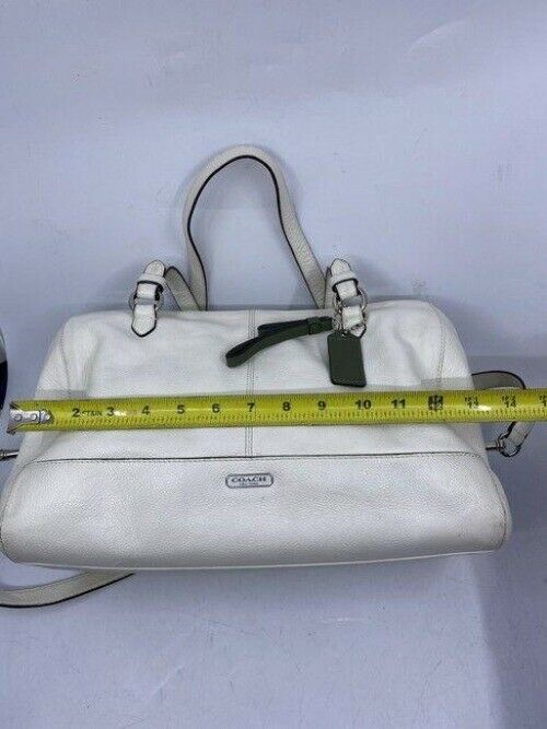 Coach w medium handbag w strap classic white leather shoulder bag
