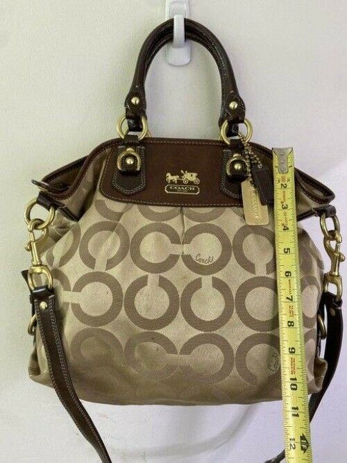 coach bag gold black fabric tote