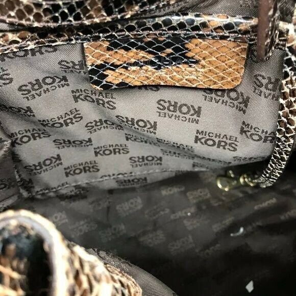 MICHAEL KORS Brown Python Leather Shoulder Bag