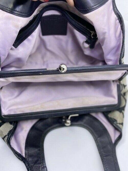 Coach Shoulder Bag Medium Msrp Beige Black Jacquard Fabric Tote