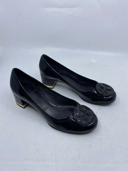Tory Burch Black Leather Mid Heel Pumps Size Us