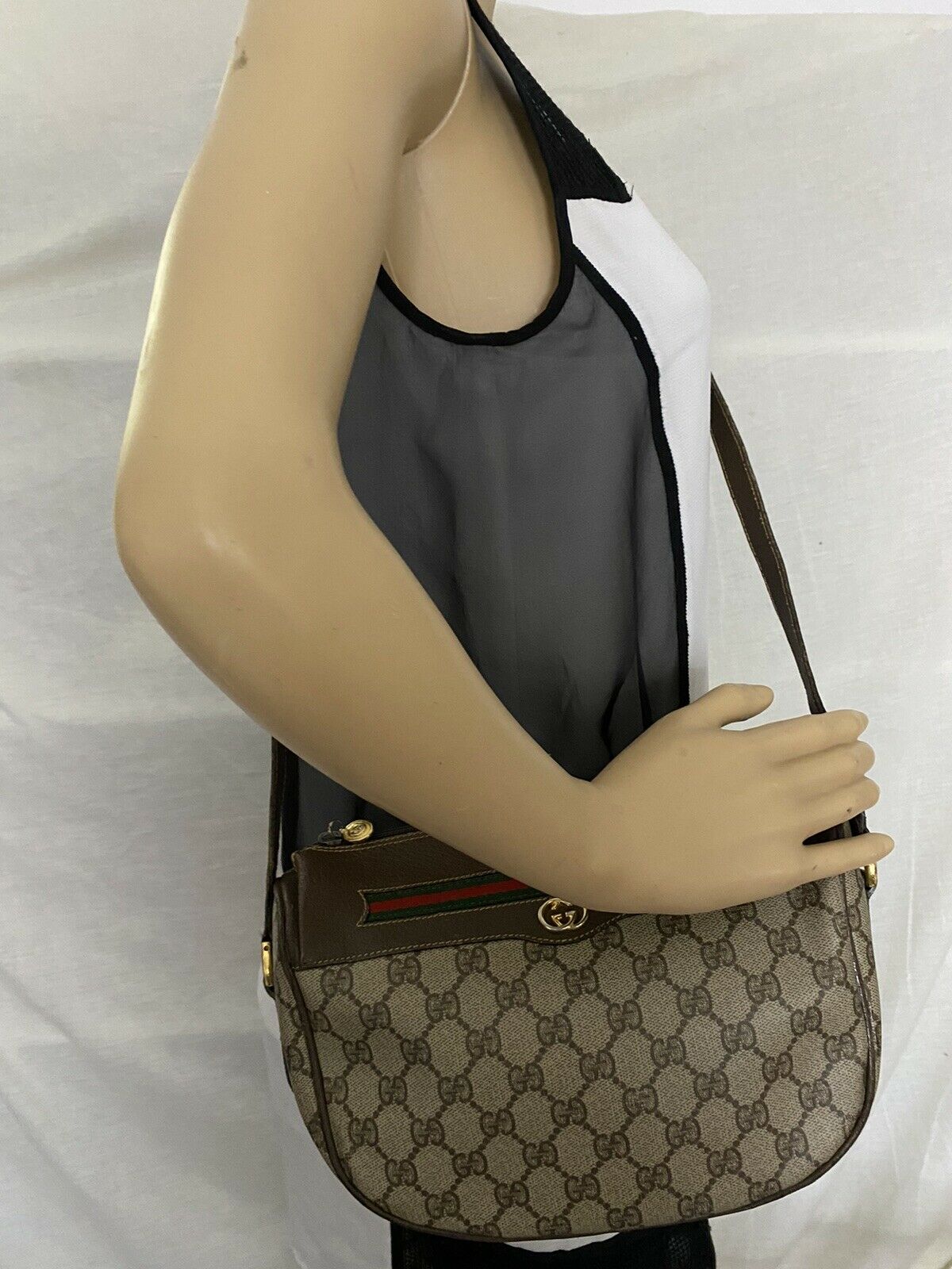 GUCCI Vintage Brown Monogram Shoulder Bag