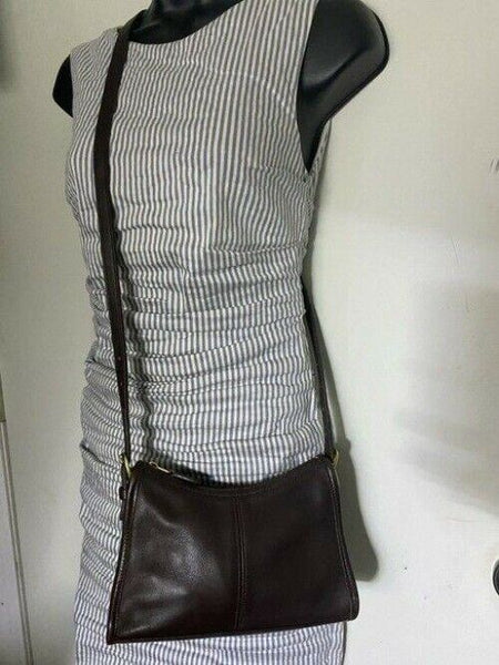 coach vintage small brown leather cross body bag