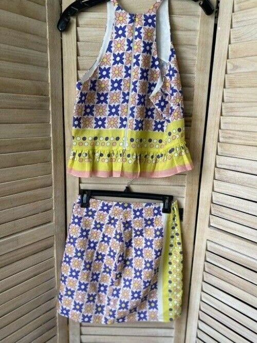 Nicole Miller multicolor floral linen skirt and set msrp blouse
