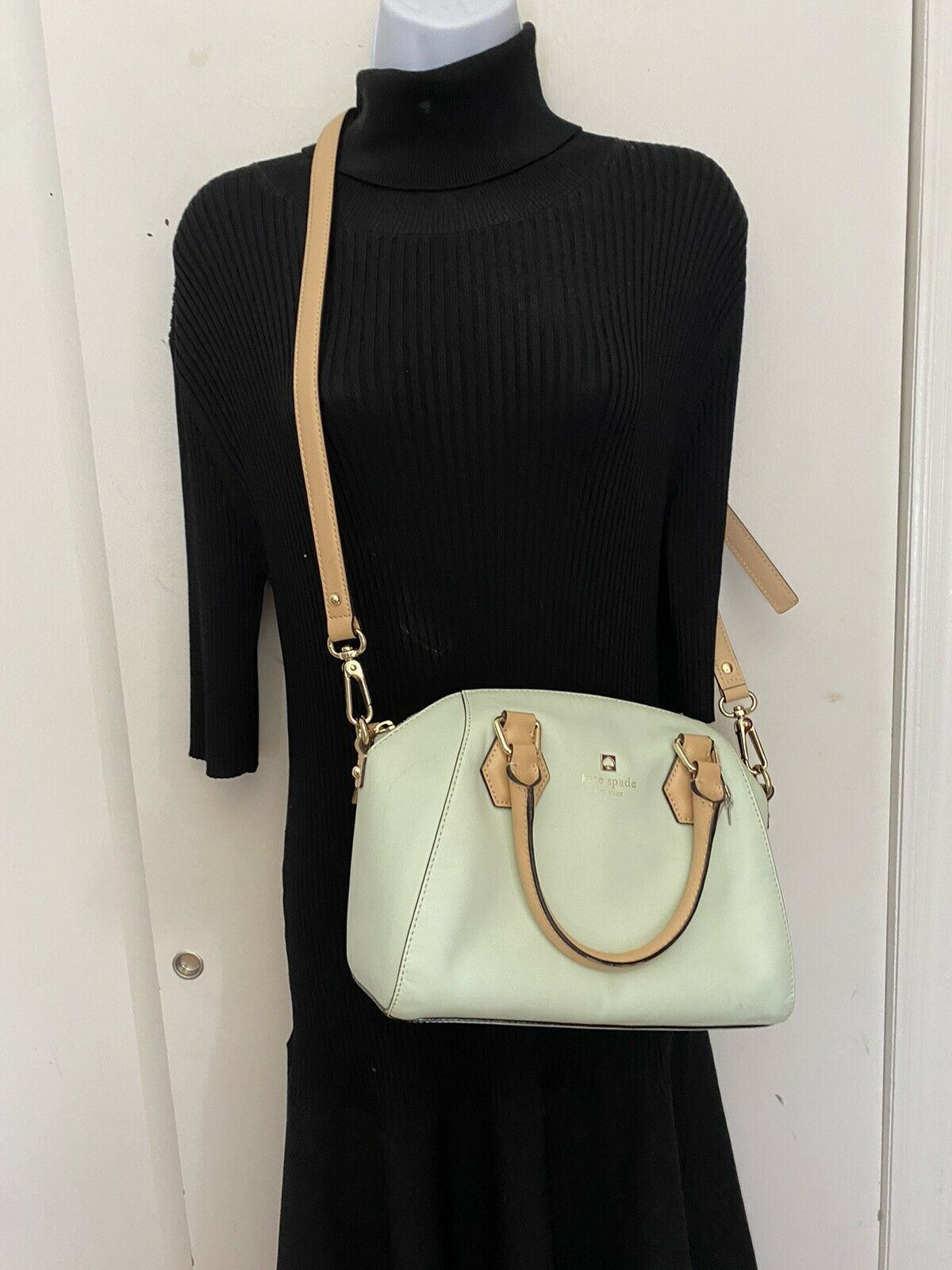 Kate Spade Green leather  Trapeze Bag W Crossbody