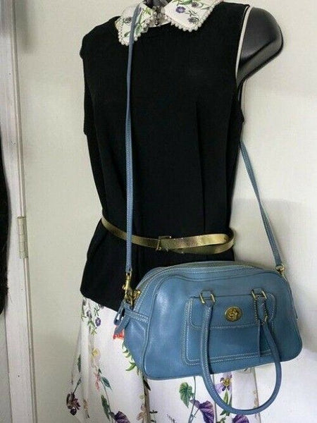 coach vintage medium blue leather cross body bag