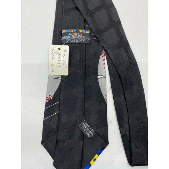 NWOT Looney Tunes Neck Tie Baseball Game Black