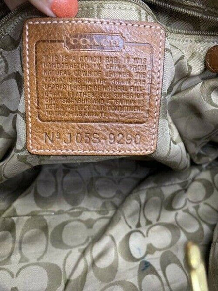 coach w medium w braided design whiskey brown leather shoulder bag