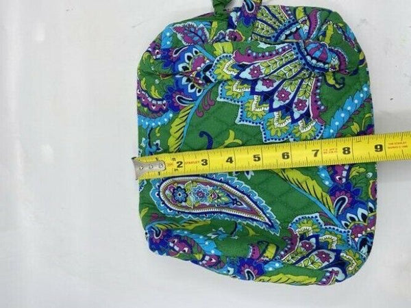 vera bradley green blue purple quilted fabric cosmetic bag