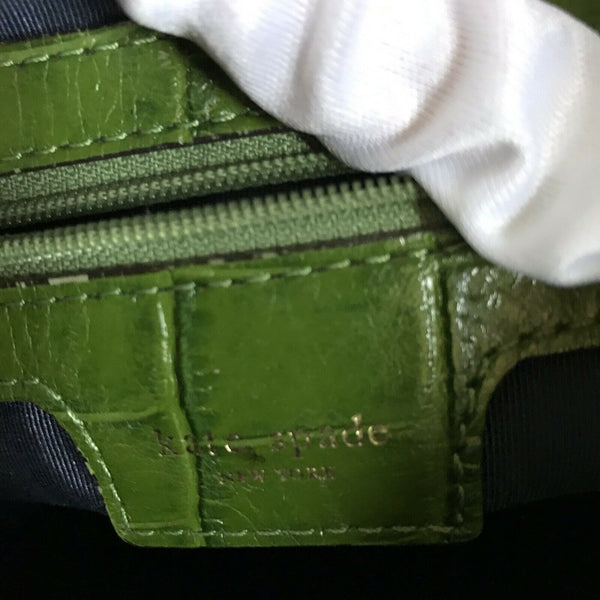 Kate Spade Green Croc Embossed  Leather Shoulder Bag