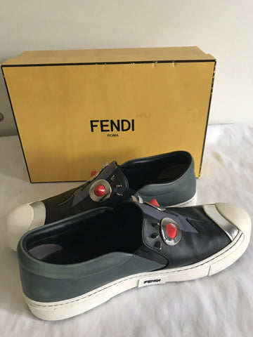 Fendi Studded Monster Face Slip On Sneakers
