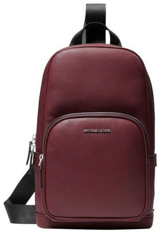 Michael Kors Cooper Ling Pack Merlot Pebbled Leather Backpack