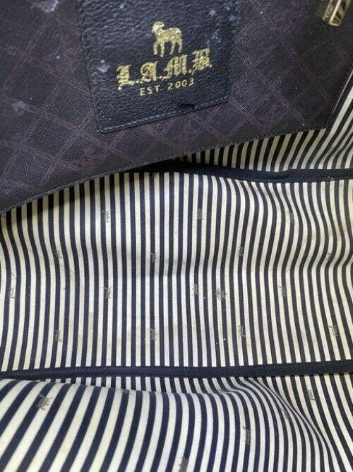 lamb shopping xl l black tan coated canvas tote