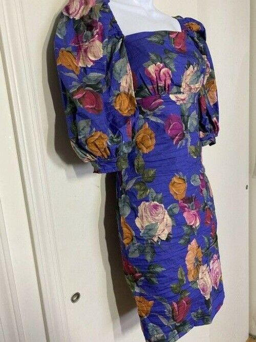 nicole miller blue multicolor new ruched floral msrp