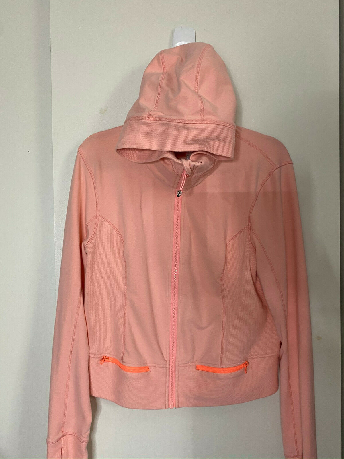 LULULEMON Womens Light Orange Long Sleeves Stylish Hoodies Size: 12