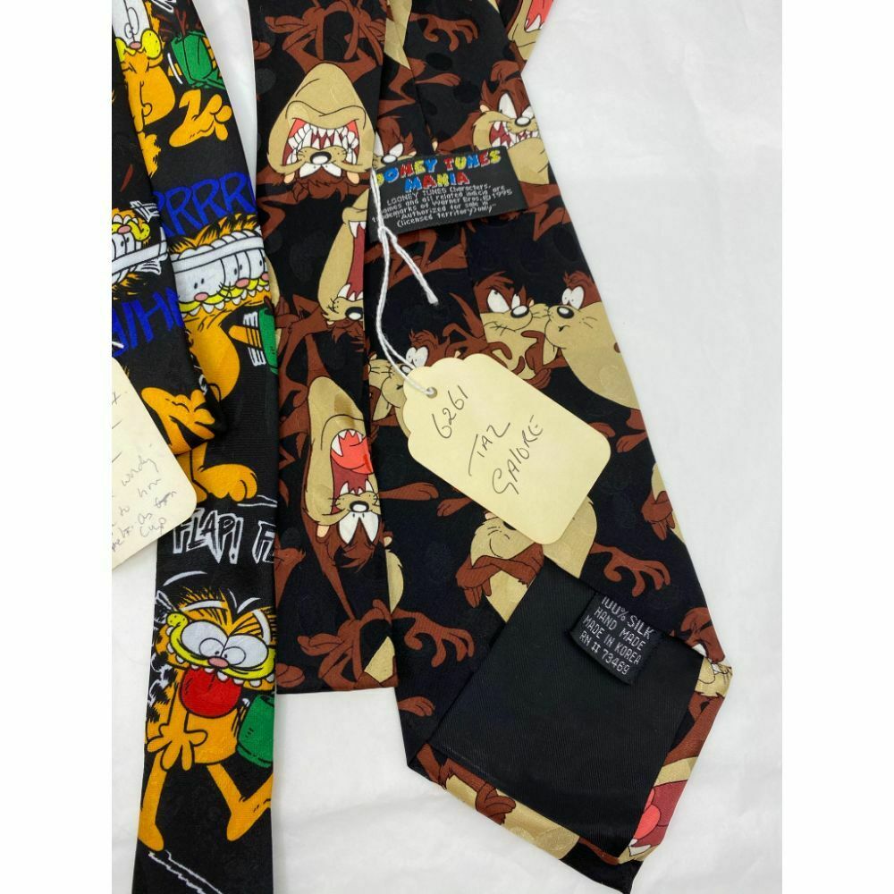 New Lot of 3 Neck tie Disney, Looney Tunes Black Red Yellow Total Msrp 75
