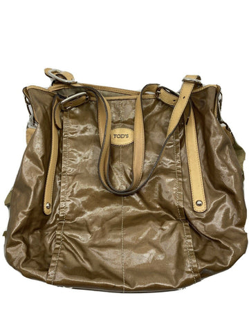 TOD’S Large Laminated Fabric  Tote Bag W/ Strap