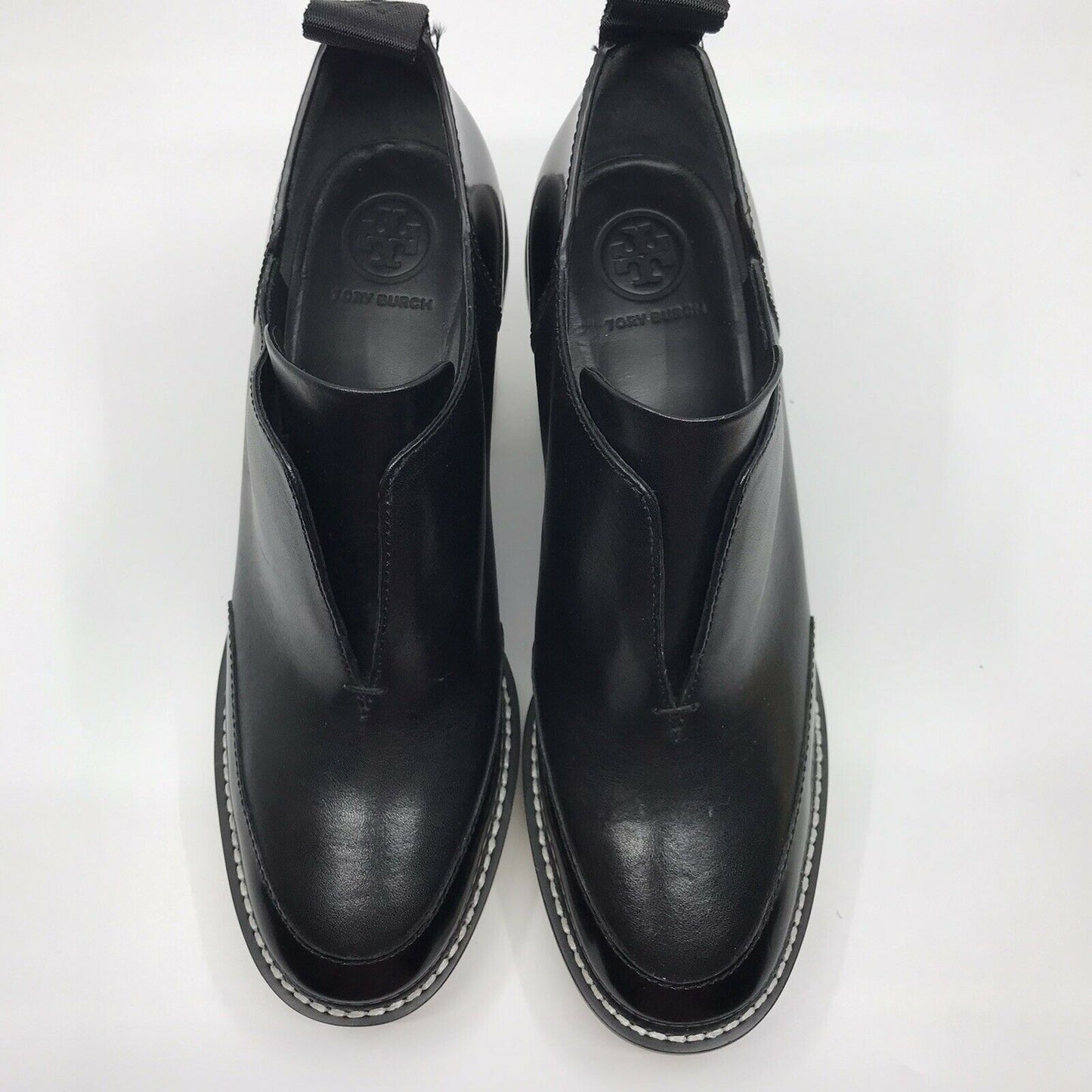 TORY BURCH Black Leather High Heel Booties 7