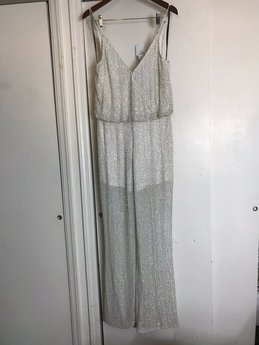 ROSA CHA White Fully Beaded Jumpsuit size 2
