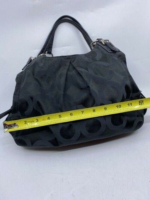 coach medium material black fabric shoulder bag